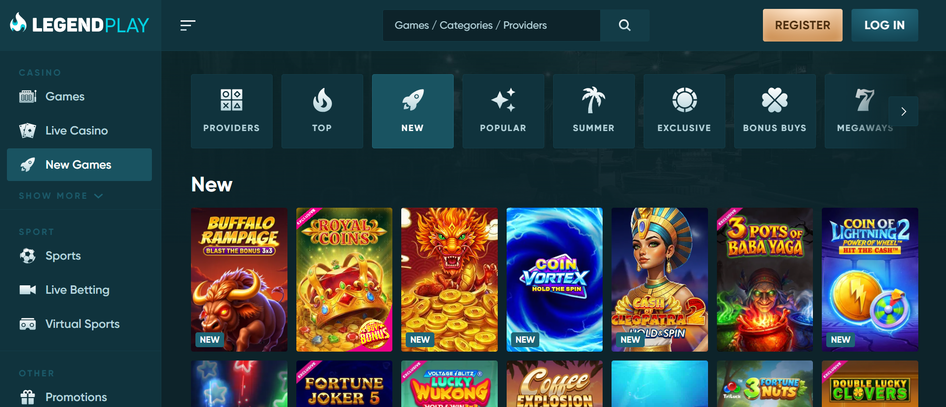 Legendplay Casino Seite